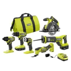 Ryobi ONE+ 18V Cordless 6-Tool Combo Kit With 1.5 Ah Battery, 4.0 Ah Battery, And Charger