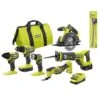 Ryobi ONE+ 18V Cordless 6-Tool Combo Kit With 1.5 Ah Battery, 4.0 Ah Battery, Charger, And 11 In. Flexible Shaft Bit Holder