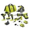 Ryobi ONE+ 18V Cordless 6-Tool Combo Kit W/ 1.5 Ah Battery, 4.0 Ah Battery, & Charger W/ 2.0 Ah Battery And Charger