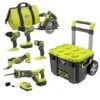 Ryobi ONE+ 18V Cordless 6-Tool Combo Kit With 1.5 Ah Battery, 4.0 Ah Battery, Charger, And LINK Rolling Tool Box