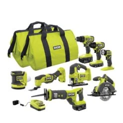 Ryobi ONE+ 18V Cordless 8-Tool Combo Kit With (1) 1.5 Ah Battery And (2) 4.0 Ah Batteries And Charger -RYOBI TOOLS SALE ryobi power tool combo kits pcl1800k3n d4 1000