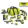 Ryobi ONE+ 18V Cordless 10-Tool Combo Kit With (1) 1.5 Ah Battery And (2) 4.0 Ah Batteries And Charger