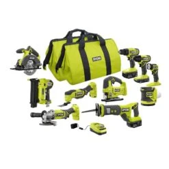 Ryobi ONE+ 18V Cordless 10-Tool Combo Kit With (1) 1.5 Ah Battery And (2) 4.0 Ah Batteries And Charger -RYOBI TOOLS SALE ryobi power tool combo kits pcl2001k3n d4 1000