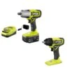 Ryobi ONE+ 18V Cordless 2-Tool Combo Kit With 1/2 In. Impact Wrench, 3/8 In. Impact Wrench, 4.0 Ah Battery, And Charger