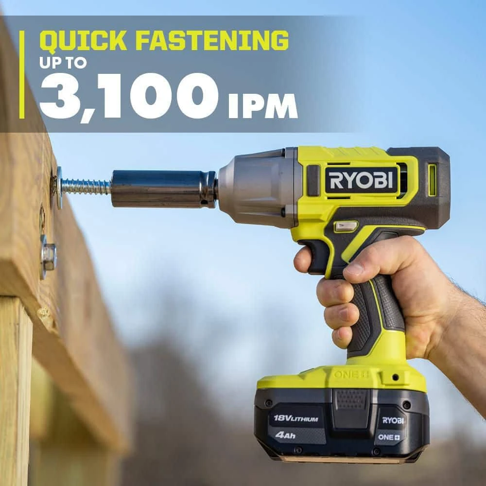 Ryobi ONE+ 18V Cordless 2-Tool Combo Kit With 1/2 In. Impact Wrench, 4-1/2 In. Angle Grinder, 4.0 Ah Battery, And Charger 3 Ryobi ONE+ 18V Cordless 2-Tool Combo Kit With 1/2 In. Impact Wrench, 4-1/2 In. Angle Grinder, 4.0 Ah Battery, And Charger - Image 3