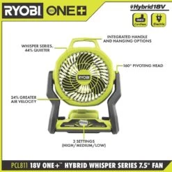 Ryobi ONE+ 18V Hybrid VERSE LINK Stereo And WHISPER SERIES 7-1/2 In. Fan (Tools Only) -RYOBI TOOLS SALE ryobi power tool combo kits pcl601b pcl811b c3 1000
