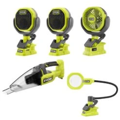 Ryobi ONE+ 18V Cordless 5-Tool Combo Kit With (2) Speakers, Fan, LED Light, And Hand Vac (Tools Only)