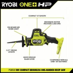 Ryobi ONE+ HP 18V Brushless Cordless Combo Kit (6-Tool) With (2) 1.5 Ah Batteries, Charger, And Bag -RYOBI TOOLS SALE ryobi power tool combo kits psbck06k 66 1000