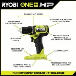 Ryobi ONE+ HP 18V Brushless Cordless Combo Kit (6-Tool) With (2) 1.5 Ah Batteries, Charger, And Bag -RYOBI TOOLS SALE ryobi power tool combo kits psbck06k a0 1000
