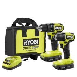 Ryobi ONE+ HP 18V Brushless Cordless Compact 1/2 In. Drill And Impact Driver Kit With (2) 1.5 Ah Batteries, Charger, And Bag
