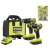 Ryobi ONE+ HP 18V Brushless Cordless Compact 2-Tool Combo Kit W/(2) Batteries, Charger, Bag & Wire Wheel Assortment Set (6PC)