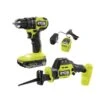 Ryobi ONE+ HP 18V Brushless Cordless Compact 2-Tool Combo Kit With Drill/Driver, One-Handed Recip Saw, 2 Ah Battery, & Charger