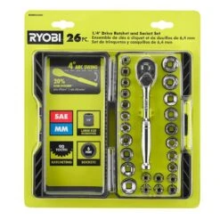Ryobi 26-Piece 1/4 In. Drive Ratchet And Socket Set -RYOBI TOOLS SALE ryobi ratchet socket sets rhmts12601 a0 1000