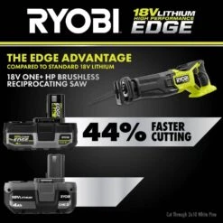 Ryobi ONE+ HP 18V Brushless Cordless Reciprocating Saw Kit With 4.0 Ah HIGH PERFORMANCE EDGE Battery And Charger -RYOBI TOOLS SALE ryobi reciprocating saws pblrs02b pbp1104 pcg004 1f 1000