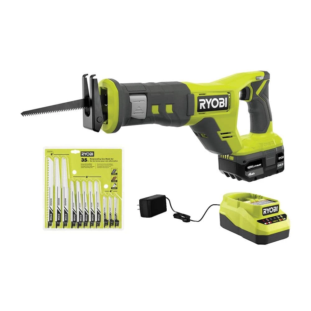Ryobi ONE+ 18V Cordless Reciprocating Saw Kit With Battery And Charger W/ Multi-Purpose Reciprocating Saw Blade Set (35-Piece) 1 Ryobi ONE+ 18V Cordless Reciprocating Saw Kit With Battery And Charger W/ Multi-Purpose Reciprocating Saw Blade Set (35-Piece)