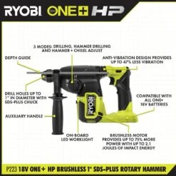 Ryobi ONE+ HP 18V Brushless Cordless 1 In. SDS Plus Rotary Hammer Kit With (1) 4.0 Ah Battery -RYOBI TOOLS SALE ryobi rotary hammers p223k1 40 1000