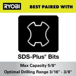 Ryobi ONE+ HP 18V Brushless Cordless Compact 5/8 In. SDS Rotary Hammer Kit With 2.0 Ah HIGH PERFORMANCE Battery And Charger -RYOBI TOOLS SALE ryobi rotary hammers psbrh01k1 76 1000