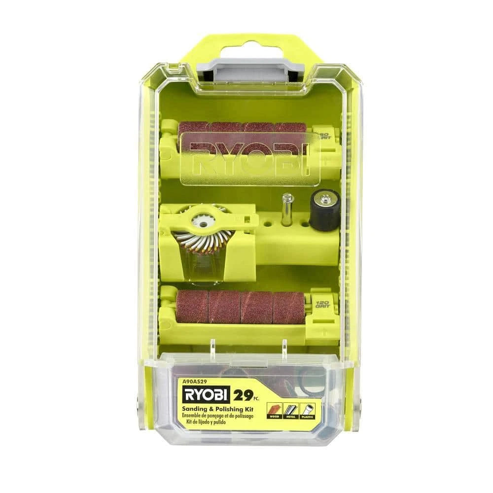 Ryobi Rotary Tool 29-Piece Sanding And Polishing Kit (For Wood, Metal And Plastic) 1 Ryobi Rotary Tool 29-Piece Sanding And Polishing Kit (For Wood, Metal And Plastic)