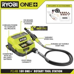 Ryobi ONE+ 18V Cordless Rotary Tool Station (Tool Only) With Rotary Tool 16-Piece Carving And Engraving Kit -RYOBI TOOLS SALE ryobi rotary tools pcl480b a90as16 40 1000
