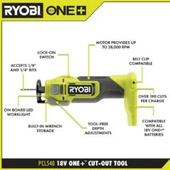 Ryobi ONE+ 18V Cut-Out Tool Kit With 1.5 Ah Battery And Charger -RYOBI TOOLS SALE ryobi rotary tools pcl540k1 40 1000