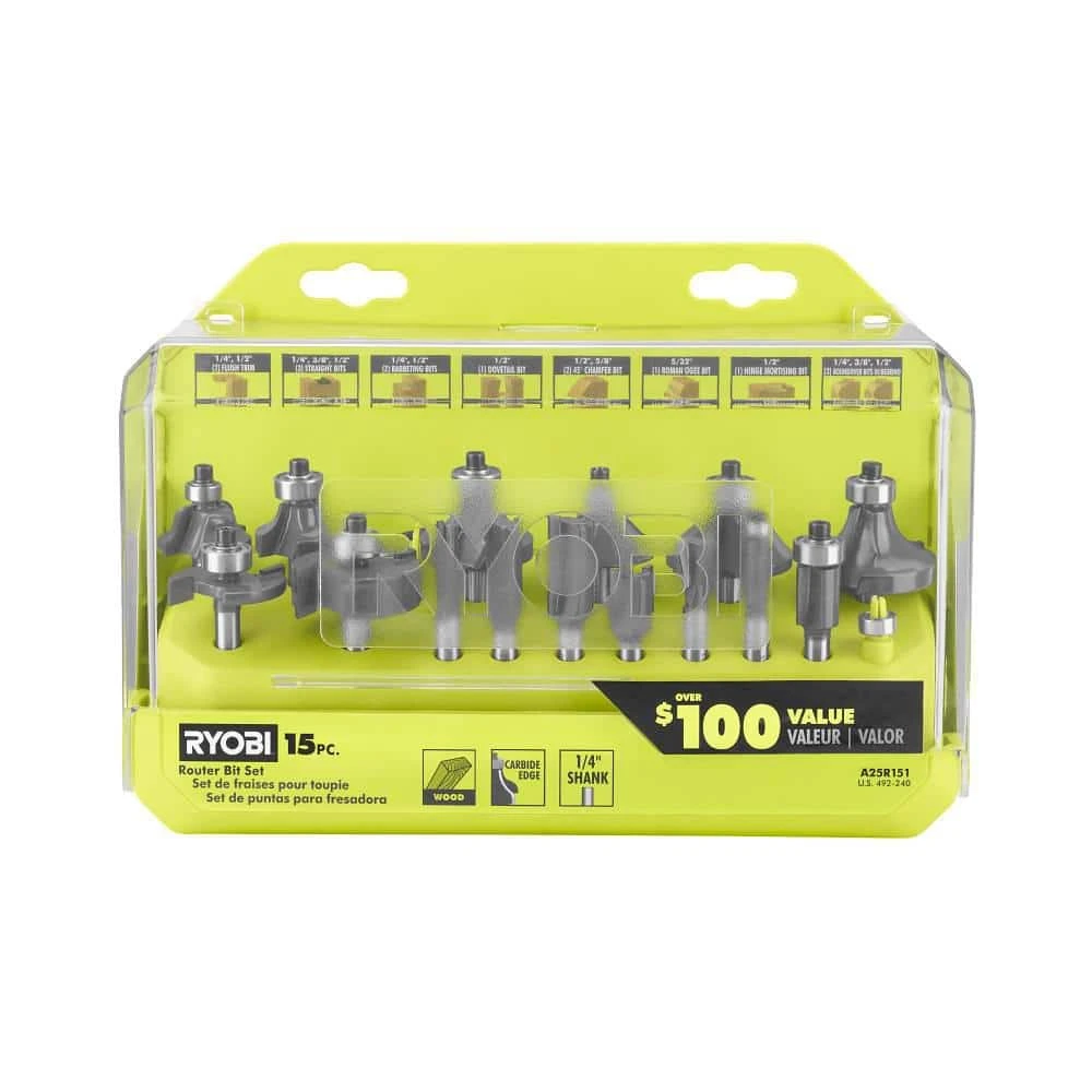 Ryobi Shank Carbide Router Bit Set (15-Piece) 1 Ryobi Shank Carbide Router Bit Set (15-Piece)