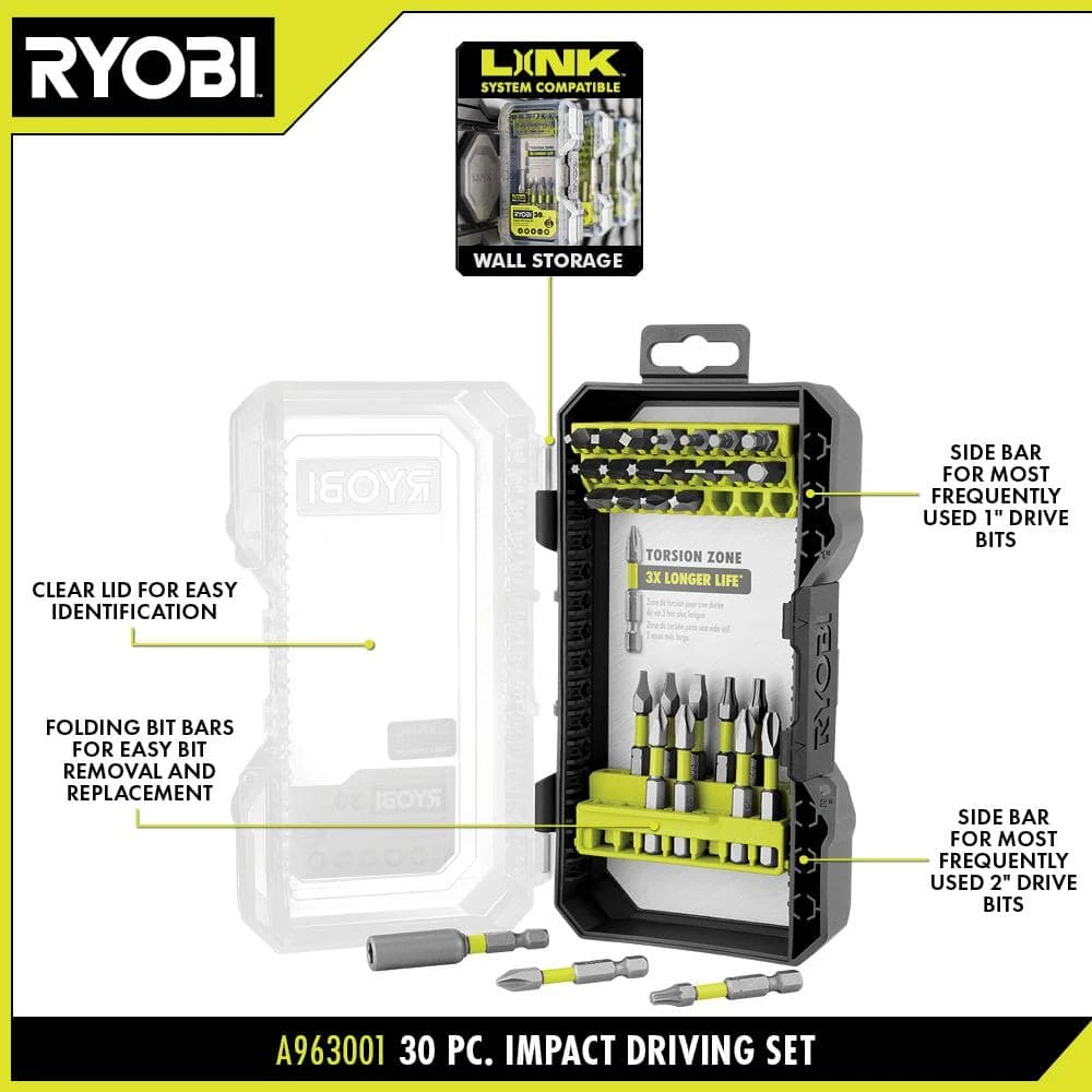 Ryobi Impact Rated Driving Set (30-Piece) 2 Ryobi Impact Rated Driving Set (30-Piece) - Image 2