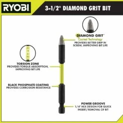 Ryobi 3-1/2 In. Diamond Grit Impact Drive Bits (3-Piece) 13 Ryobi 3-1/2 In. Diamond Grit Impact Drive Bits (3-Piece) -RYOBI TOOLS SALE ryobi screwdriver bits a96301 40 1000