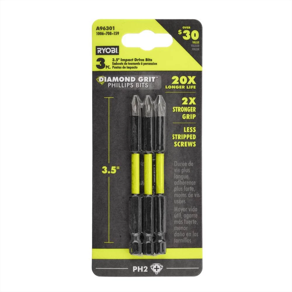 Ryobi 3-1/2 In. Diamond Grit Impact Drive Bits (3-Piece) 1 Ryobi 3-1/2 In. Diamond Grit Impact Drive Bits (3-Piece)