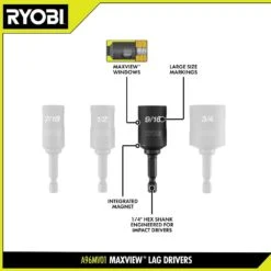 Ryobi MaxView Lag Driver Set (4-Piece) 12 Ryobi MaxView Lag Driver Set (4-Piece) -RYOBI TOOLS SALE ryobi screwdriver bits a96mv01 40 1000