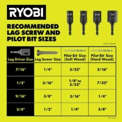 Ryobi MaxView Lag Driver Set (4-Piece) 17 Ryobi MaxView Lag Driver Set (4-Piece) -RYOBI TOOLS SALE ryobi screwdriver bits a96mv01 c3 1000