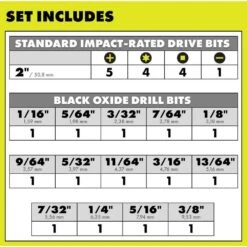 Ryobi Black Oxide Impact Drill And Drive Drill Bit Set (28-Piece) 14 Ryobi Black Oxide Impact Drill And Drive Drill Bit Set (28-Piece) -RYOBI TOOLS SALE ryobi screwdriver bits a982801 40 1000