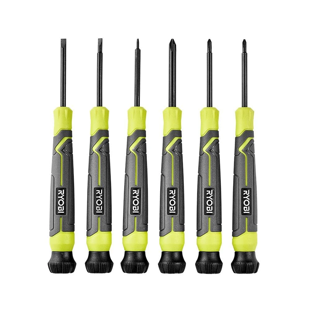 Ryobi 6-Piece Precision Screwdriver Set With Cushion Grip Handles 1 Ryobi 6-Piece Precision Screwdriver Set With Cushion Grip Handles