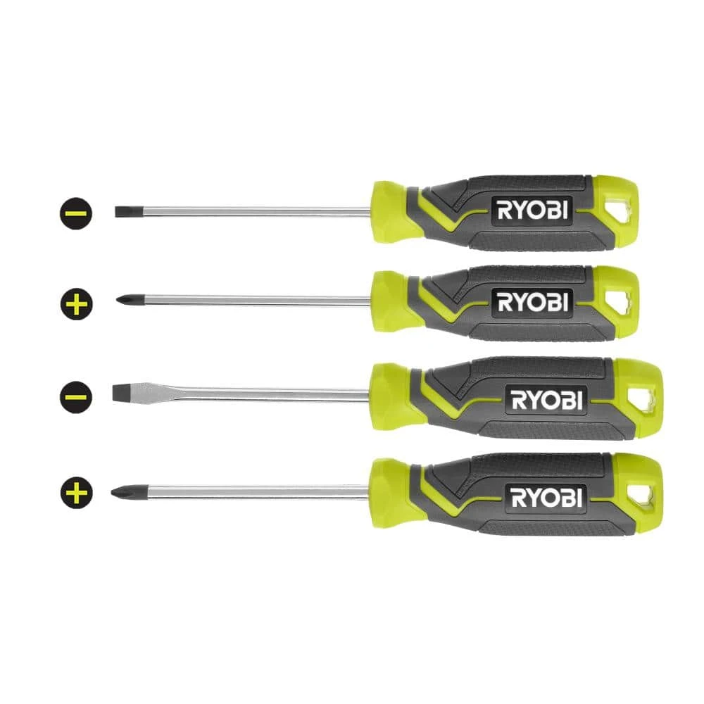 Ryobi Screwdriver Set (4-Piece) With Cushion Grip Handles 1 Ryobi Screwdriver Set (4-Piece) With Cushion Grip Handles