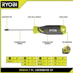 Ryobi Screwdriver Set (7-Piece) With Cushion Grip Handles 10 Ryobi Screwdriver Set (7-Piece) With Cushion Grip Handles -RYOBI TOOLS SALE ryobi screwdriver sets rhsds03 40 1000