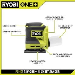 Ryobi ONE+ 18V Lithium-Ion 4.0 Ah Battery, 2.0 Ah Battery, And Charger Kit With ONE+ Cordless 1/4 Sheet Sander -RYOBI TOOLS SALE ryobi sheet sanders pcl401b psk106sb 40 1000