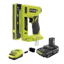 Ryobi ONE+ 18V Cordless Compression Drive 3/8 In. Crown Stapler Kit With 2.0 Ah Battery And Charger
