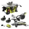 Ryobi ONE+ HP 18V Brushless Cordless 8-1/4 In. Compact Portable Jobsite Table Saw And Miter Saw Kit W/ (2) Batteries & Charger