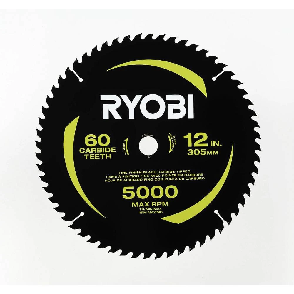 Ryobi 12 In. 60 Carbide Teeth Thin Kerf Miter Saw Blade 1 Ryobi 12 In. 60 Carbide Teeth Thin Kerf Miter Saw Blade
