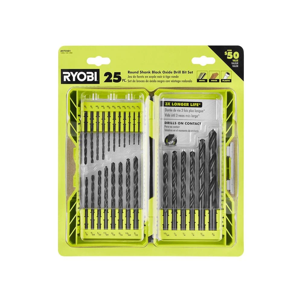 Ryobi Black Oxide Round Shank Twist Drill Bit Set (25-Piece) 1 Ryobi Black Oxide Round Shank Twist Drill Bit Set (25-Piece)
