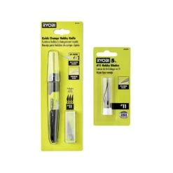 Ryobi Quick Change Hobby Knife With #11 Steel Precision Hobby Knife Replacement Utility Knife Blades (5-Piece)