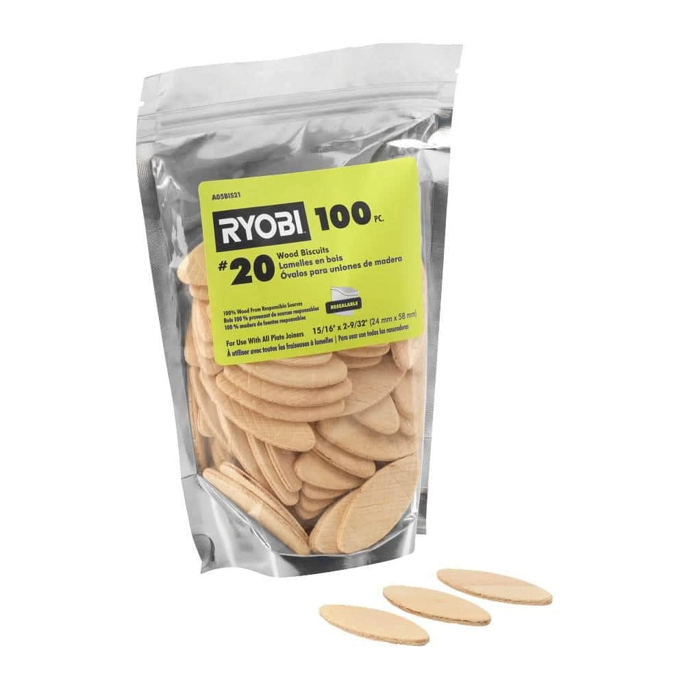 Ryobi #20 FSC Wood Biscuits (100-Piece) 1 Ryobi #20 FSC Wood Biscuits (100-Piece)