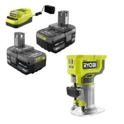 Ryobi ONE+ 18V Lithium-Ion 4.0 Ah Compact Battery (2-Pack) And Charger Kit With Compact Fixed Base Router -RYOBI TOOLS SALE ryobi wood routers psk006 pcl424b d4 1000